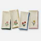 Garden Study Embroidered Cotton Napkins