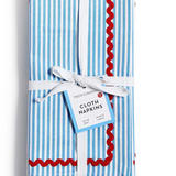 Blue Stripe w/ Red Set of 4 Cloth Dinner Napkin