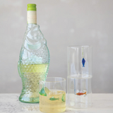 Hand Blown Drinking Glass w Fish On Hook