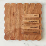 Square Scallop Cheese Board With Cheese Markers