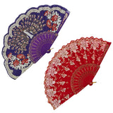 Peacock Floral Gold Glitter Hand Held Folding Fan FN0266. (12PC)