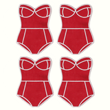 Red Swimsuit Cocktail Napkins - Set of 4