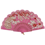 Peacock Floral Gold Glitter Hand Held Folding Fan FN0266. (12PC)