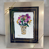 Adleyn Scott Gold Vase Bouquet Framed 10”x12”