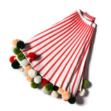 Pom Pom Red Stripe Tree Skirt