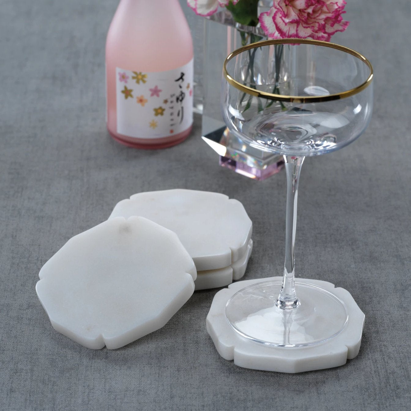 4 White Marble Coasters