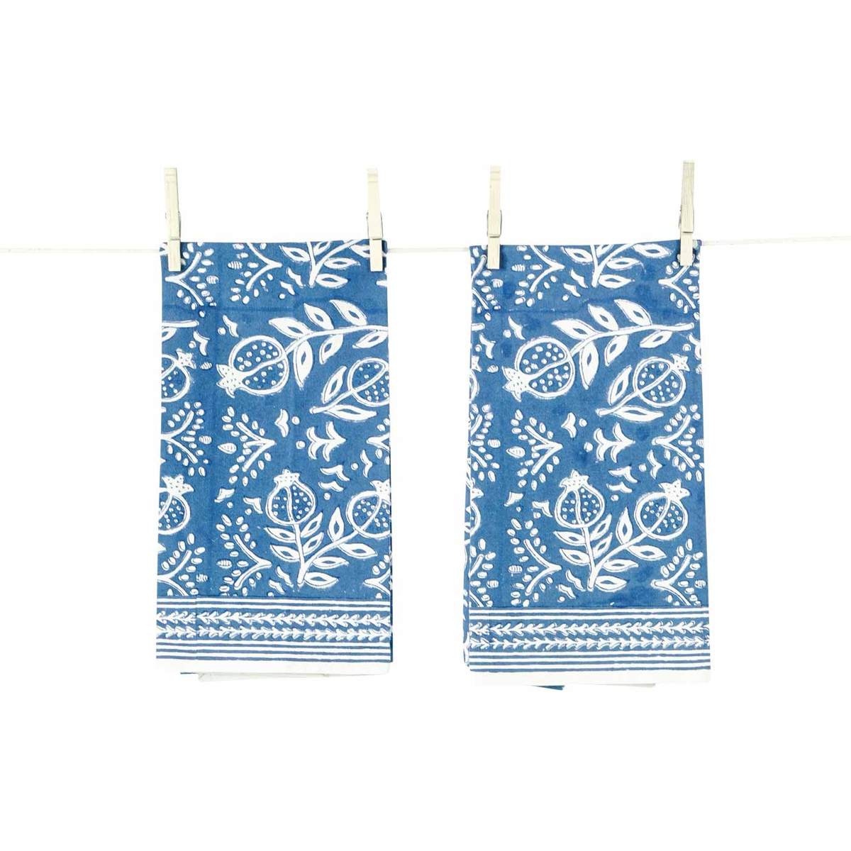 Pomegranate Blue Tea Towel