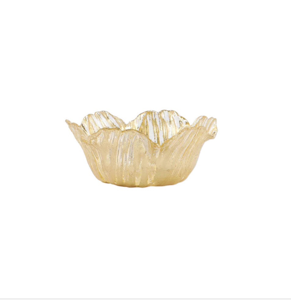 Rufolo Glass Gold Flower Bowl Small
