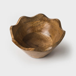 Scalloped Wooden Bowl - Medium