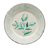 2 Flower/Shells Green Dinner Plate
