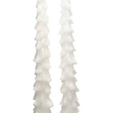 Glittered White Spruce Tree Taper Candles - Set of 2