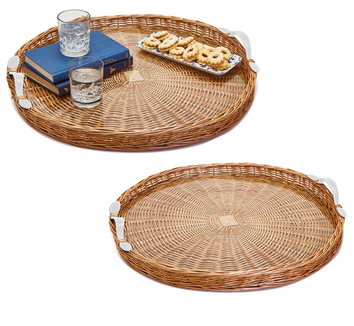 Large- Round Wicker Tray