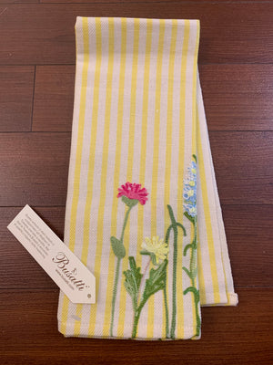 Striped Embroidered Tea Towel