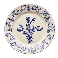 3 Flowers/Shells Blue Dinner Plate
