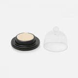Black Glaze Round Butter Dish