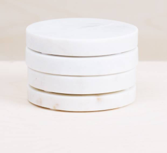 White Marble Round Coasters- Set of 4