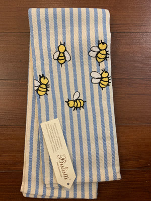 Striped Embroidered Tea Towel