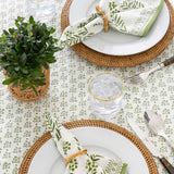 90” Round Phlox Green Tablecloth