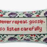 Gossip needlepoint pillow