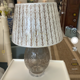 Pleated Acanthus Leaf Lamp Shade - Ivory/Gold 18”