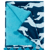 Leaping Leopard Beach Towel - Navy