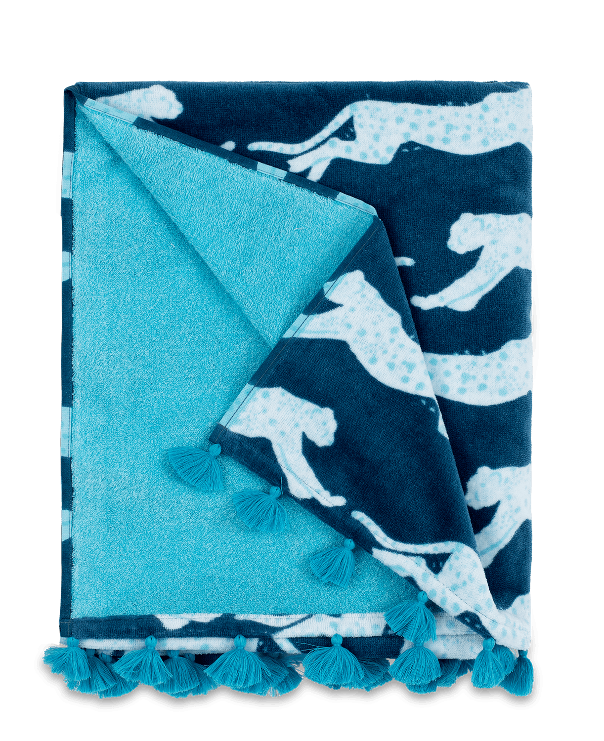 Leaping Leopard Beach Towel - Navy