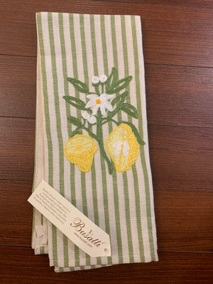 Striped Embroidered Tea Towel