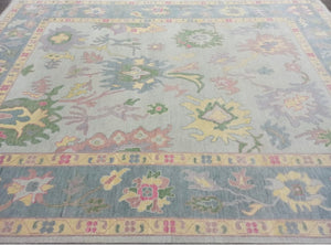 The Molly - 9’6”x12’ Oushak Rug - Pastel Multi and Blue
