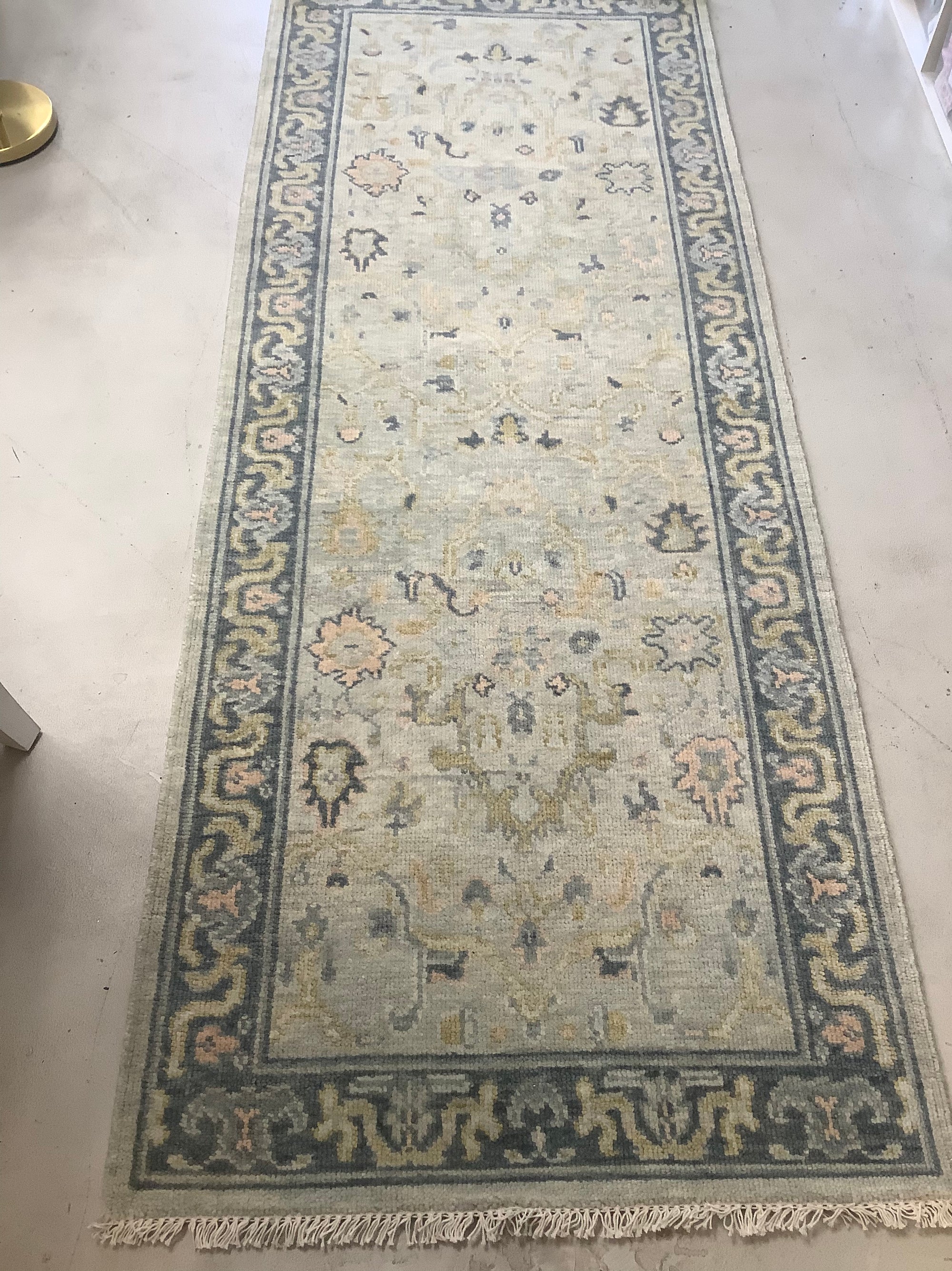 The Taylor - 3’x8’ Oushak Runner - Blue & Ivory