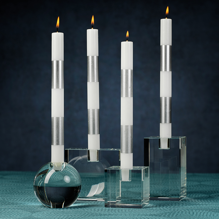 Large Square Crystal Glass Taper Holder