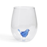 Blue Bird Stemless Wine Glass