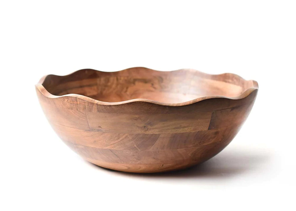 21” Wood Ruffle Bowl
