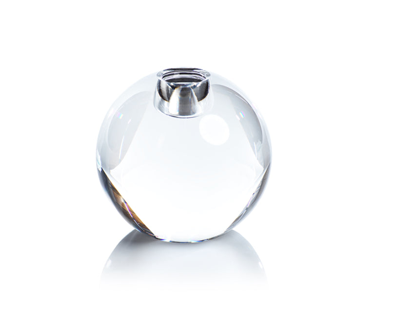Round Crystal Glass Taper Holder