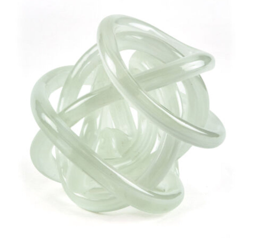 White Hand Blown Glass Knot