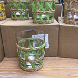 Short Green Wicker Wrap Beverage Glass