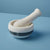 White & Gray Marble Mortar and Pestle with Stripe