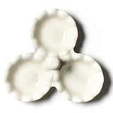 Signature White Ruffle 3 Bowl Server