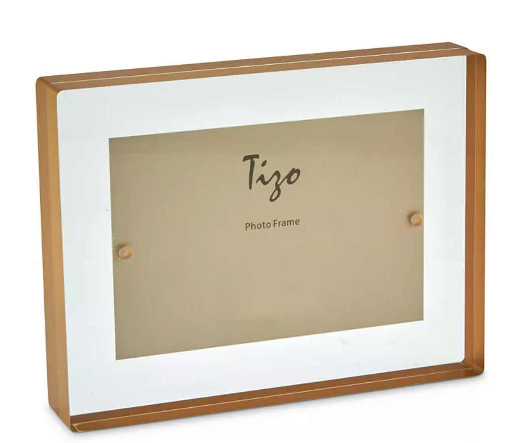 Acrylic Frame Magnetic w Gold Border